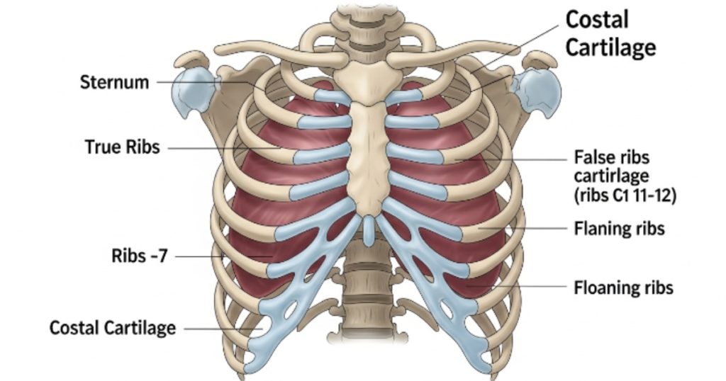 Location of Costal Cartilage